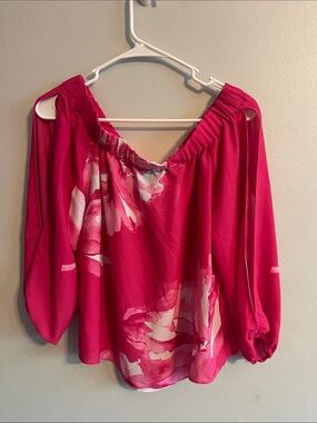 INC Off-Shoulder Pink Floral split sleeve Blouse